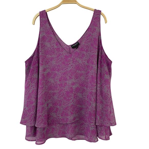 2/$30 Lane Bryant Swing Double Layer Tank Top Women 24 Purple Pebble Dots Flare - Picture 1 of 10
